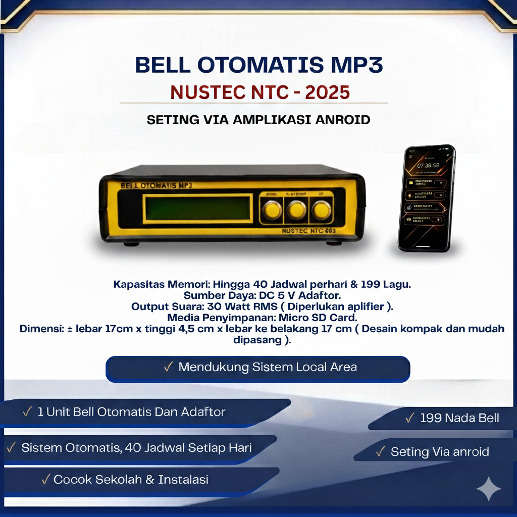 BELL OTOMATIS SEKOLAH NUSTEC NTC 2025 | JAM BEL OTOMATIS DIGITAL