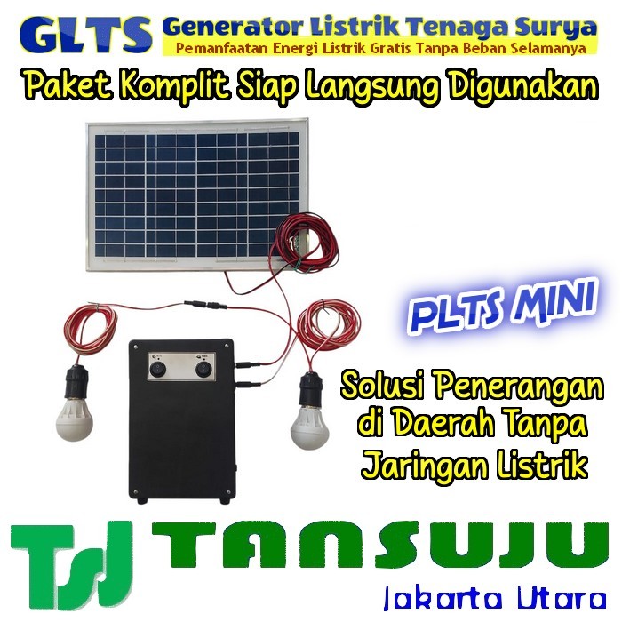 Paket Lengkap Generator Listrik Tenaga Surya GLTS Komplit Termasuk Aki, Panel dan Lampu Bisa Langsun