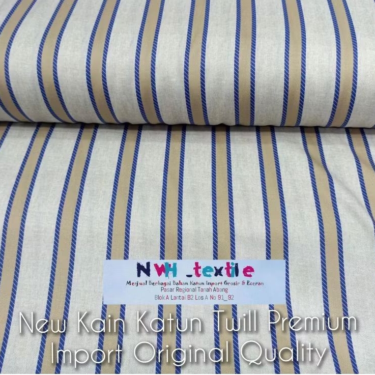 New Kain Katun Twill Uniqlo Premium Import ll Motif Salur
