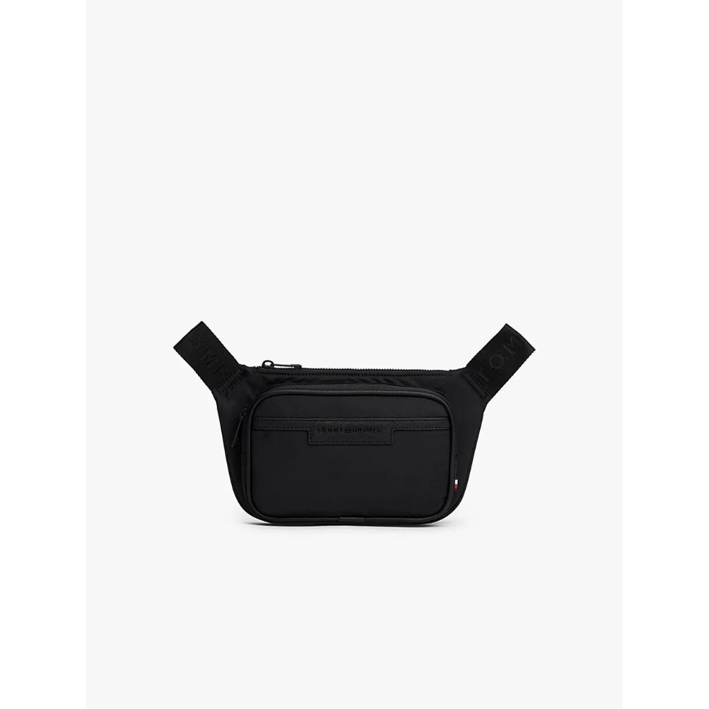 Tommy Hilfiger Men's THRAM13467BD Metal Logo Strap Bum Bag Tas Selempang Pria - Black