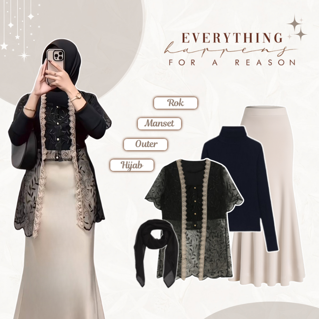 One Set Lebaran Wanita Kekinian ( Outer Brokat + Rok Duyung + Jilbab ) OOTD Kondangan Remaja - LT254