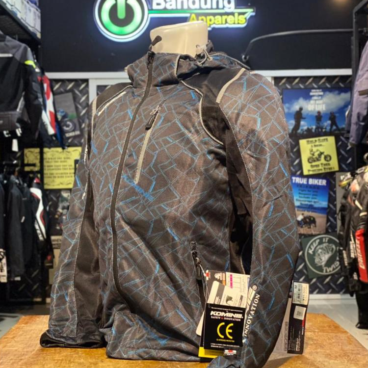 Jaket Komine JK 135 Mesh Parka Protector Crush Blue Black Jacket Komine JK-135 Jaket Touring