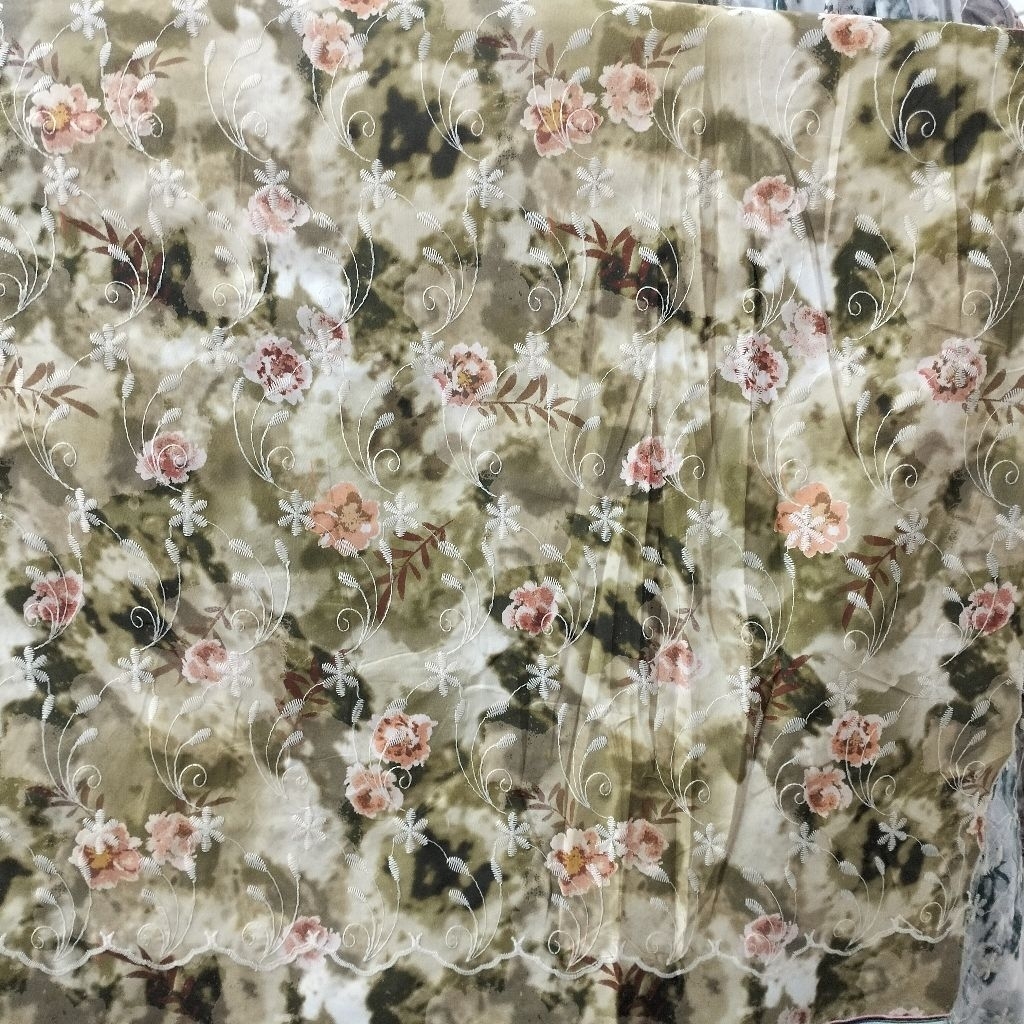 bahan kain katun Embroidery premium terbaru/kain katun bordir import