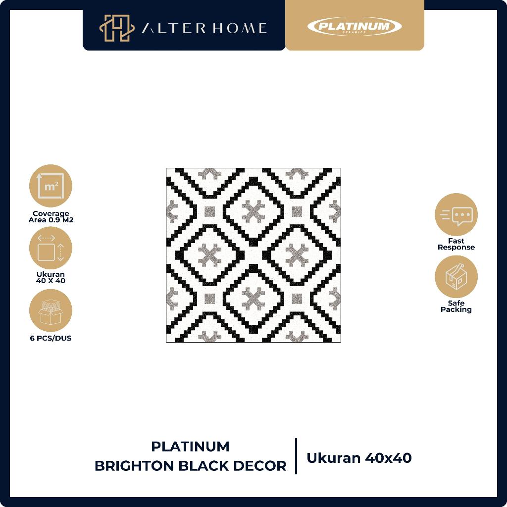 KERAMIK LANTAI | TERAS RUMAH | MOTIF BATIK | PLATINUM BRIGHTON BLACK DECOR | UKURAN 40x40 CM | 6 Pcs