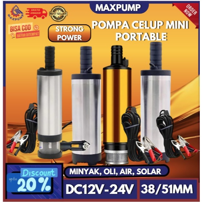 Pompa Air Celup Mini DC 12V 24V Pompa Air Oli Solar Diesel