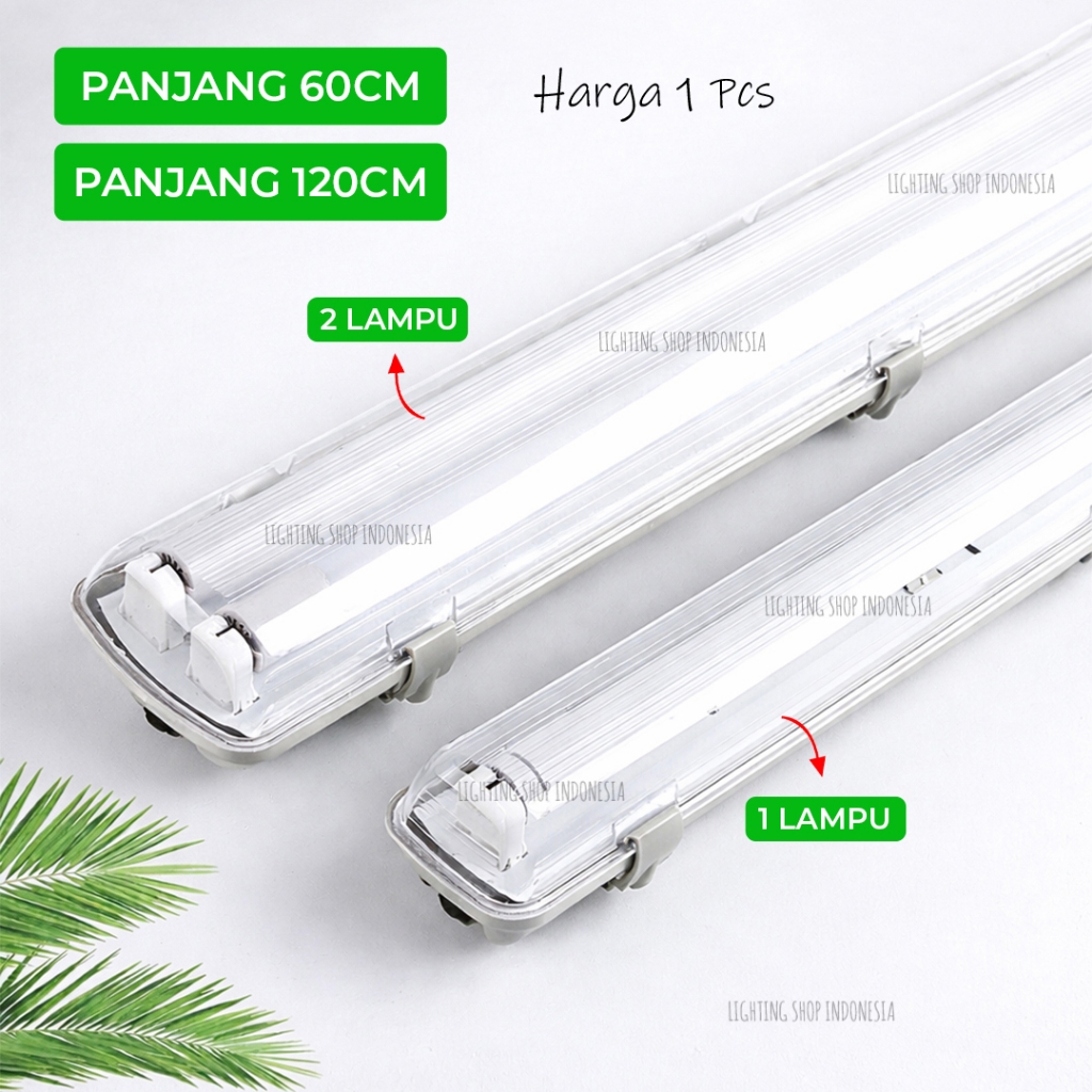 Kap lampu TL led panjang 60cm 120cm t8 outdoor waterproof