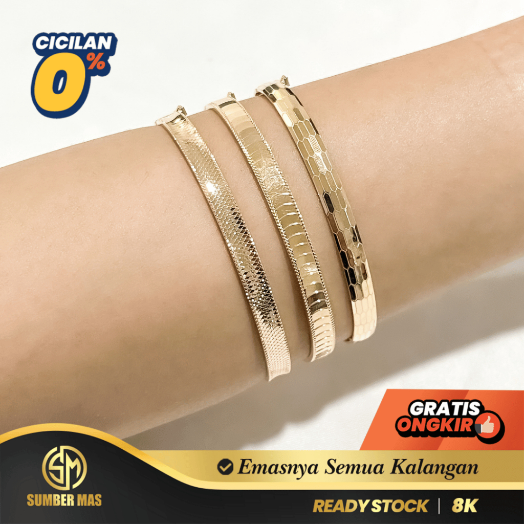 GELANG KOLONG EMAS YATHANIA ELEGANT FASHION 8K - SUMBER MAS