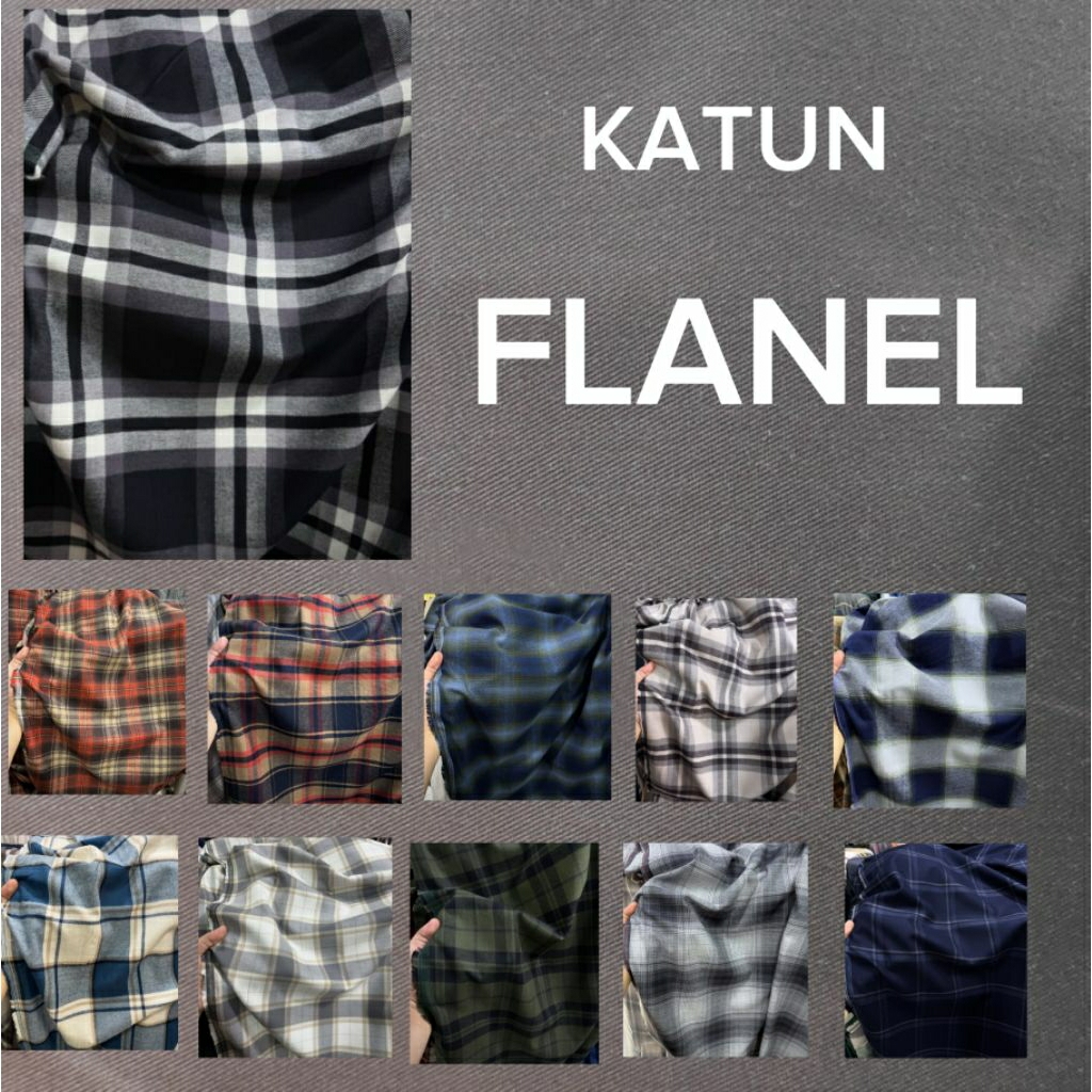katun Flanel kotak-kotak uniqlo import per 0,5m,, kain buat atasan,tunik, dan kemeja pria-wanita