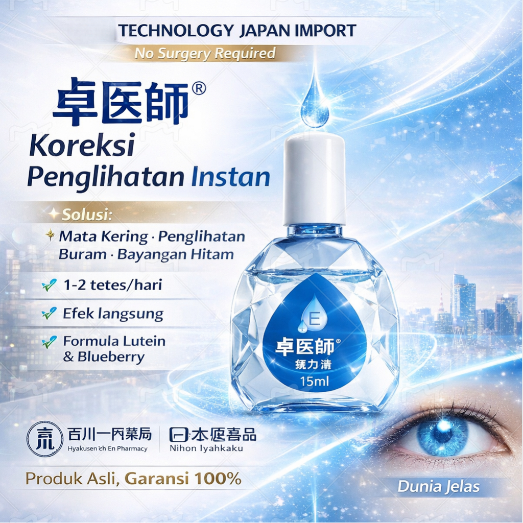 Tetes Mata Jepang Clear Vision 15ml | Mata Kering & Buram | Lutein Blueberry | COD