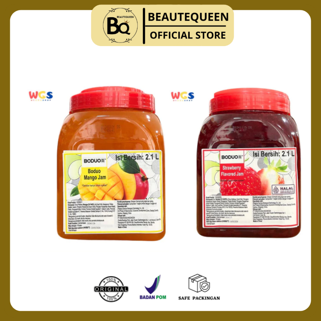 BODUO - Strawberry Flavored Jam Boduo 2.1L – Puree Buah Serbaguna untuk Topping, Olesan & Minuman