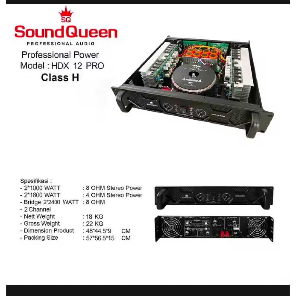 Power Soundqueen HDX 12 Pro 2 Channel 2x1600W 2x2400W Original Resmi