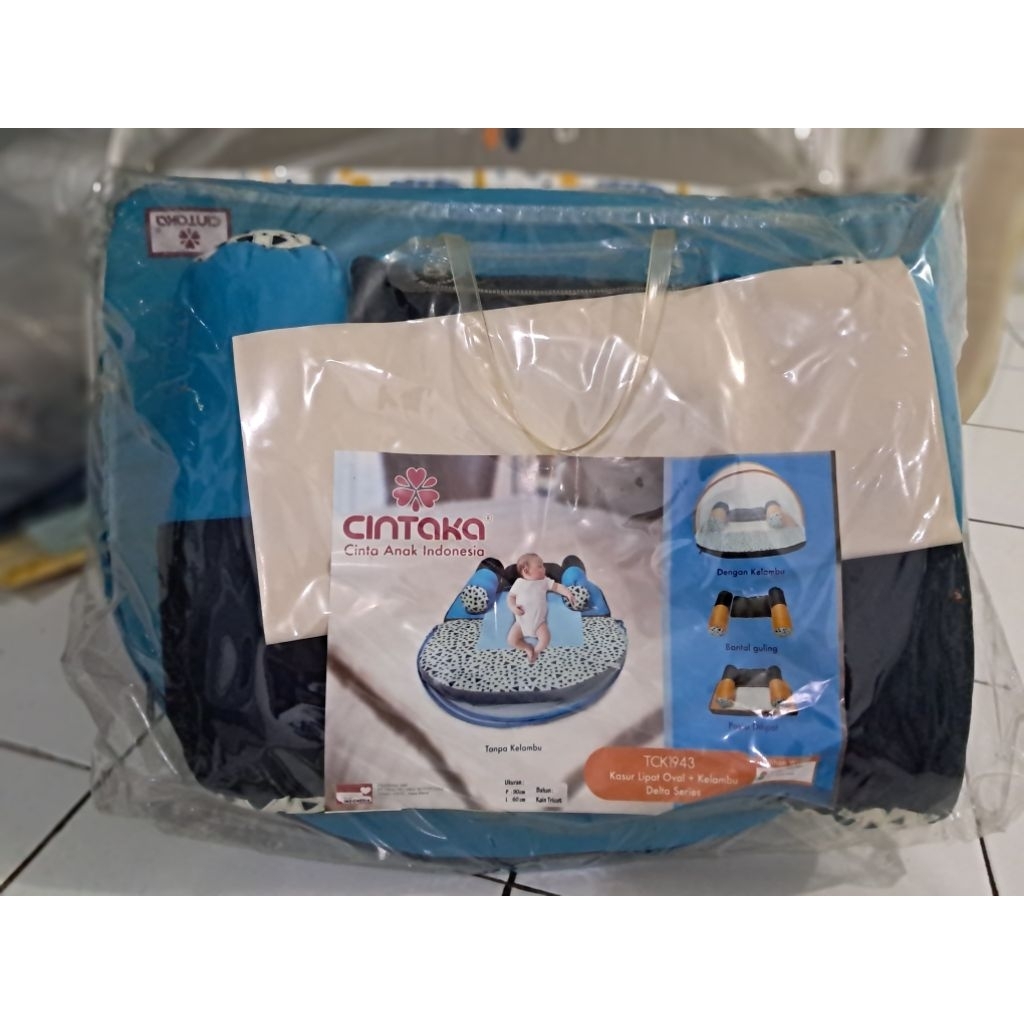CINTAKA Kasur Bayi Lipat Oval + Kelambu Delta Series TCK1943 [Biru]