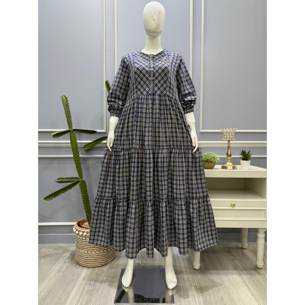 midi dres motif kotak