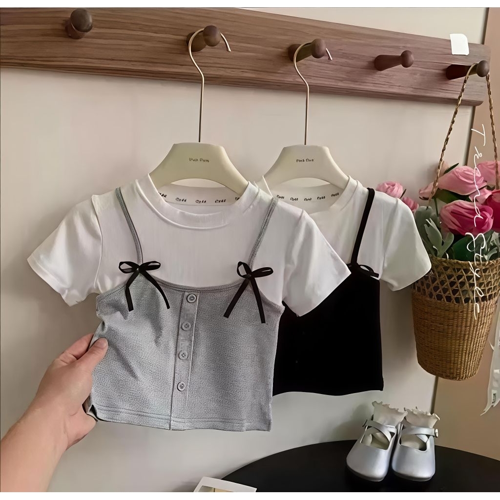 Blouse atasan anak perempuan rompi pita 1-8 thn