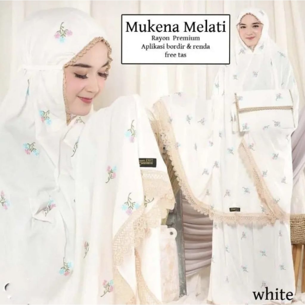 Mukena Dewasa Motif Bunga Melati Rayon Premium