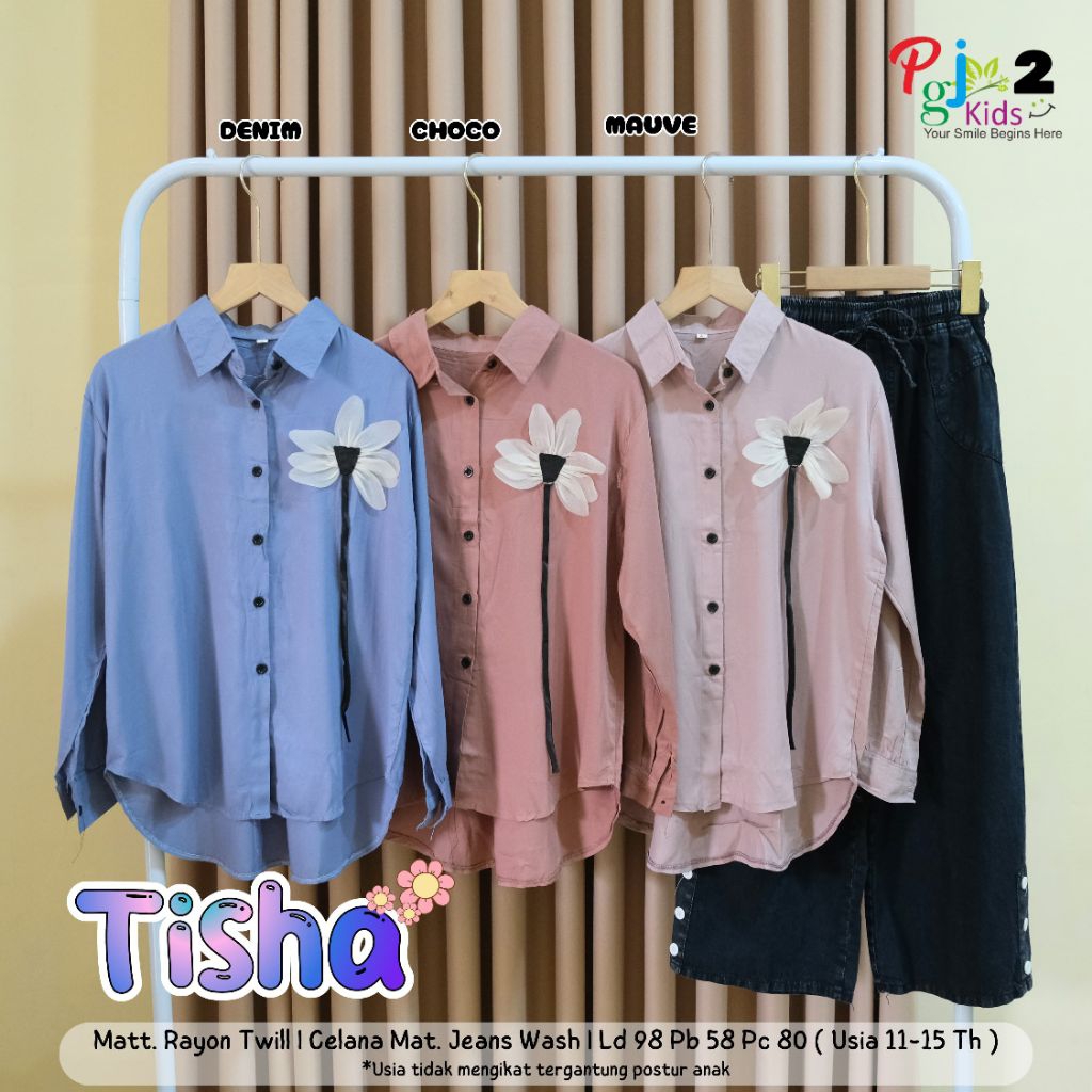 PGJ Kids - Tisha Set Jeans Anak Atasan Kemeja Polos by Pgj Kids
