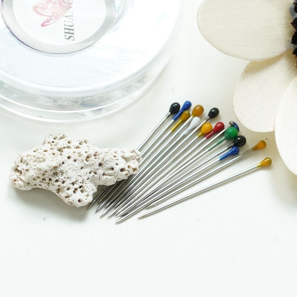 Jarum Pentul Kepala Warna Isi Banyak | Pin Jahit Tajam Tidak Mudah Bengkok | Box Plastik