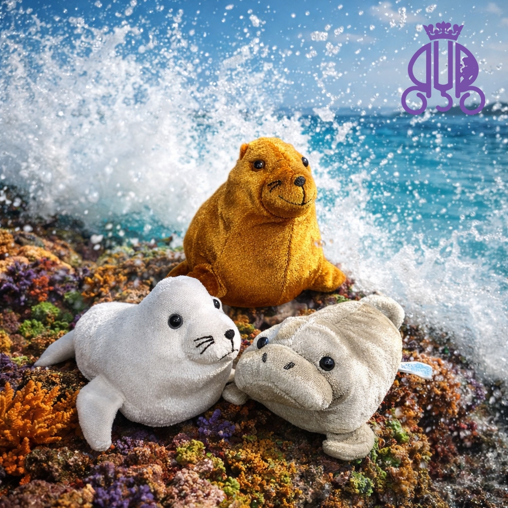 Boneka hewan anjing laut , singa laut , dan sapi laut