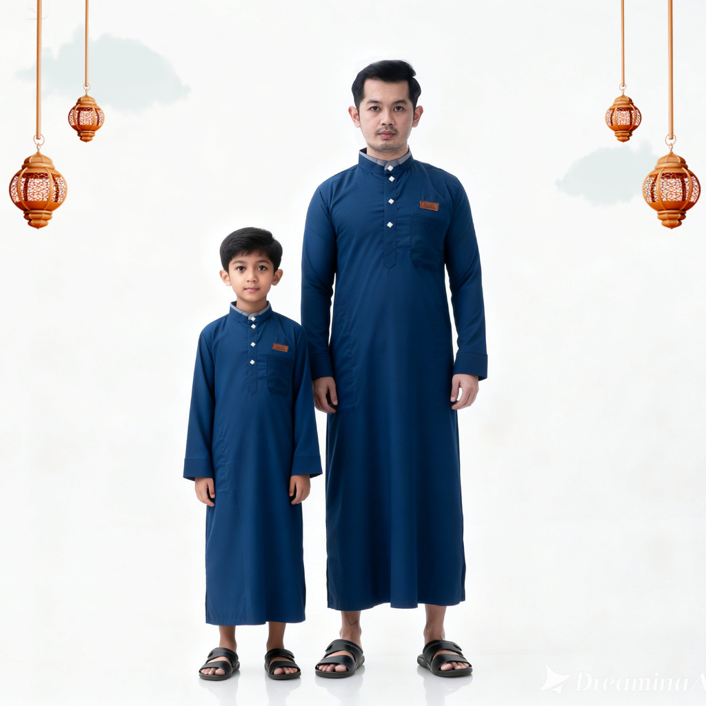 Jubah Pria Premium Couple Ayah dan Anak Laki Laki || Baju Gamis Koko Muslim Sarimbit Lebaran
