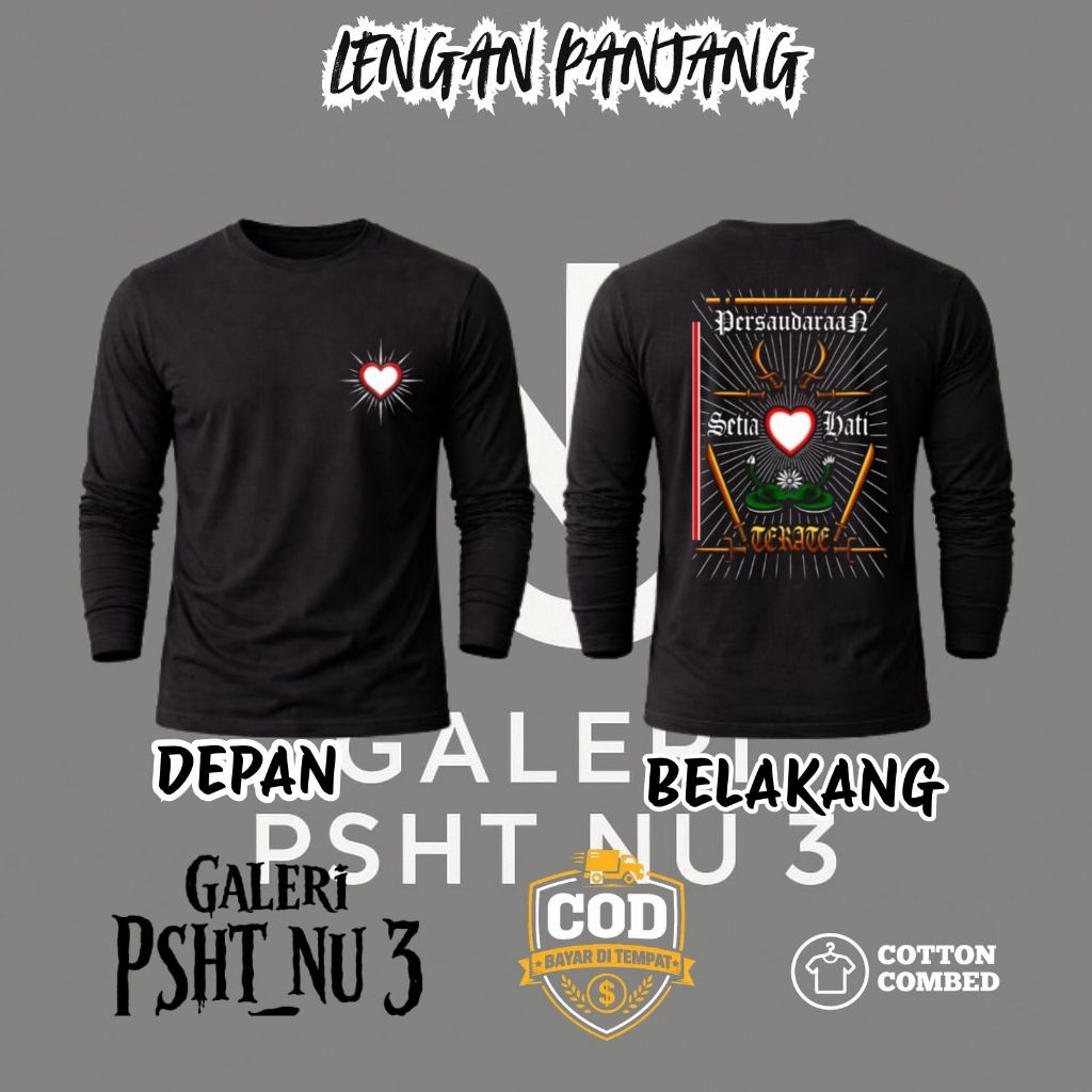KAOS WARGA PSHT - KAOS LENGAN PANJANG MOTIF LAMBANG PSHT KEREN TERBARU