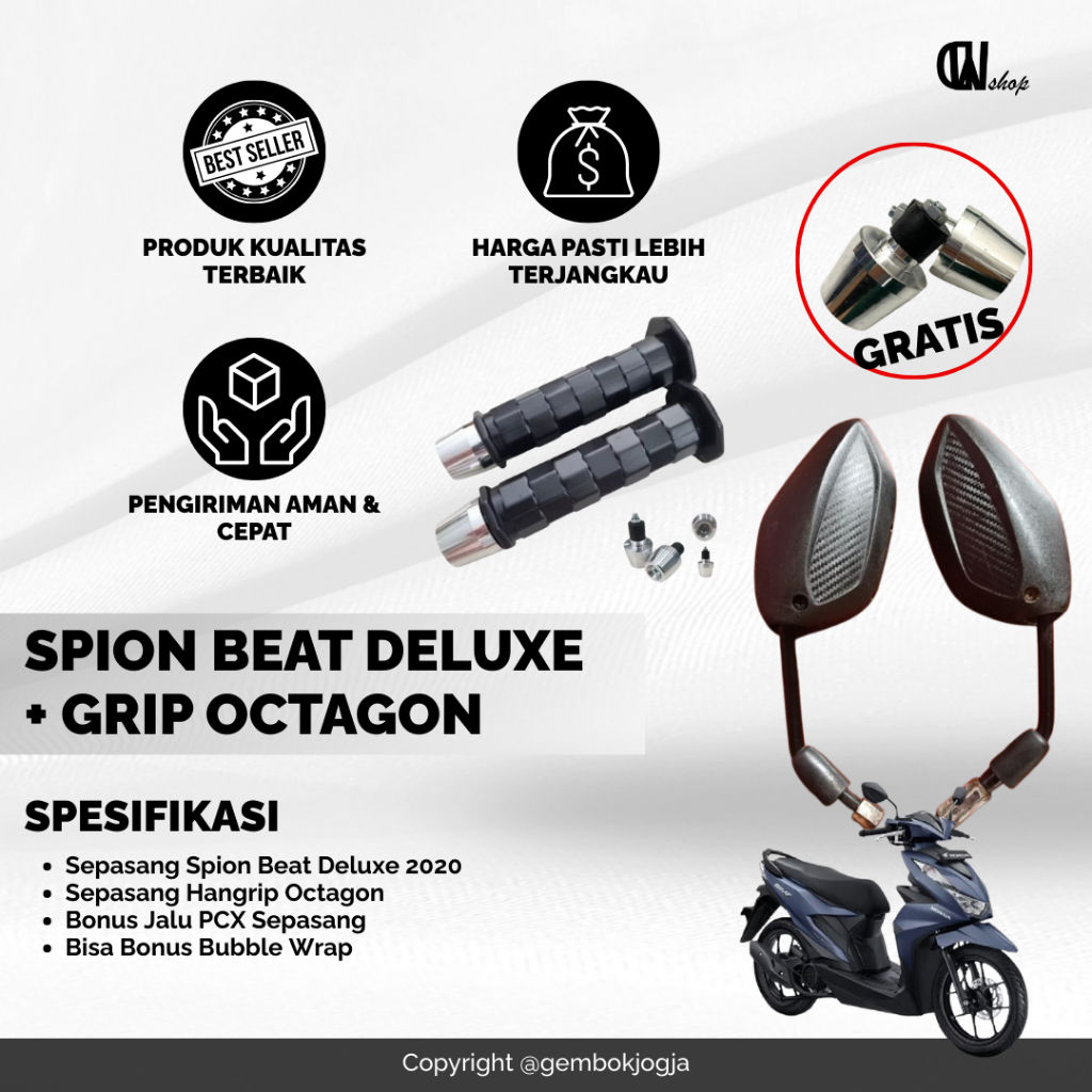 Spion Beat Street + Handgrip Octagon Bonus Jalu PCX | Aksesoris Motor Beat Street
