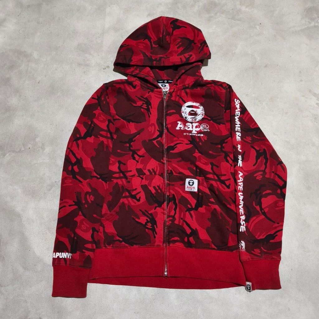 Sweater zip hoodie aape red camo