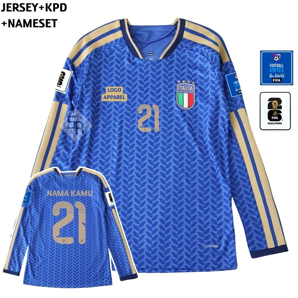 Jersey Italia Home Longsleeve Piala Dunia 2026 - Jersey Italia Grade Original