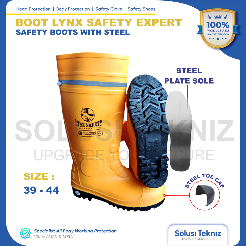 Sepatu Boot Safety Proyek Ujung Bawah Besi Steel Toe LYNX SAFETY EXPERT