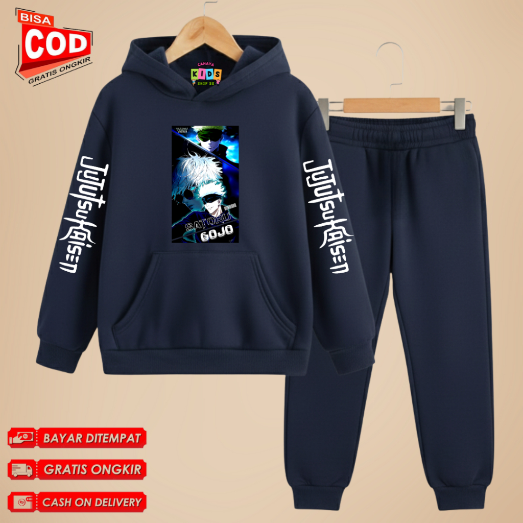 Setelan Baju Hoodie Gojo Satoru Anak Laki Laki Dan Perempuan Usia 3-12 Tahun