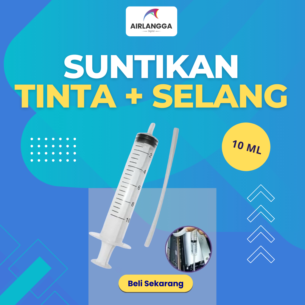 Spuit Suntikan 10cc + Selang 10–15cm | Spuit 10ml Penyedot Tinta & Refill Printer