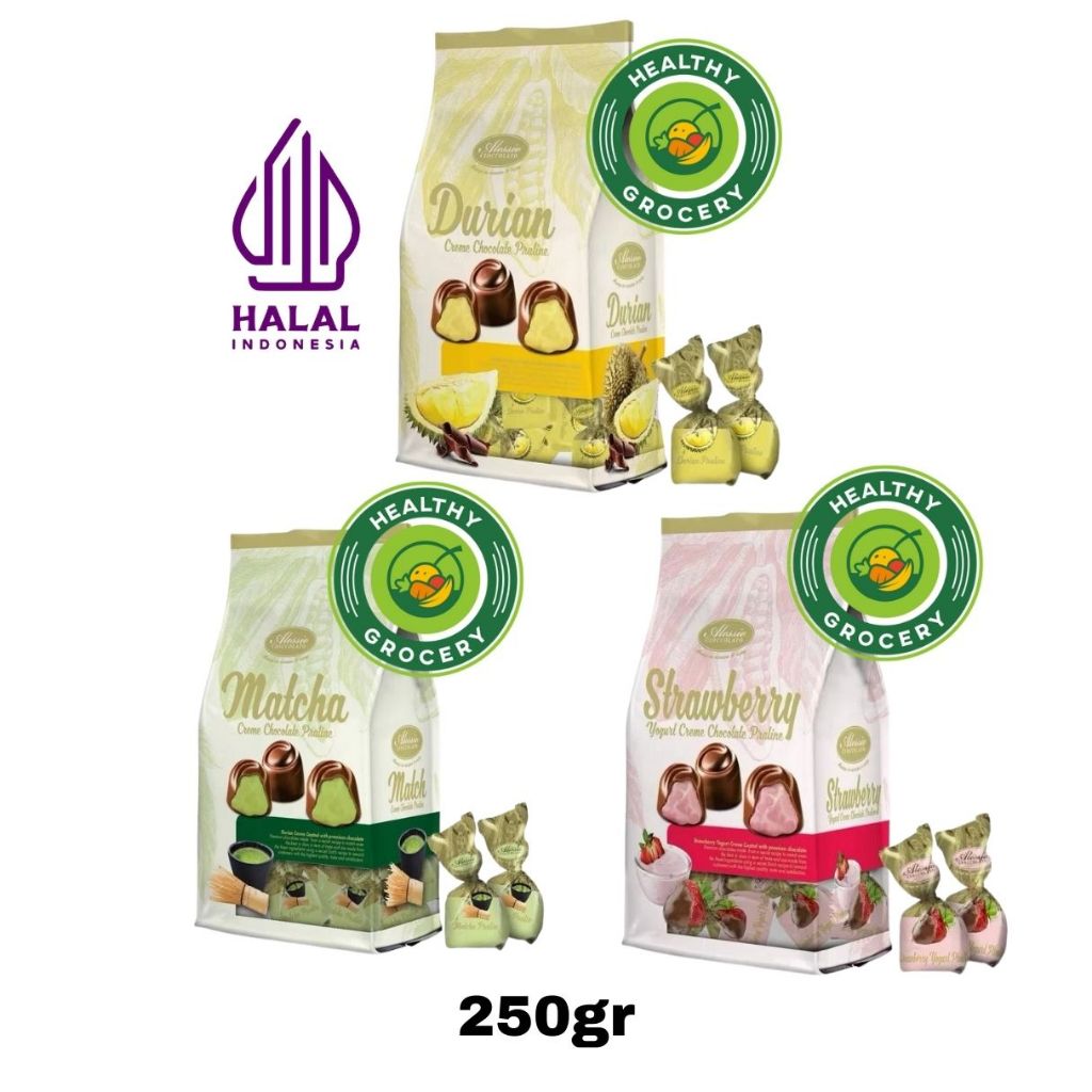 Alessio Cioccolato Matcha Creme Chocolate Praline 250gr / Durian Creme Chocolate Praline  / Strawber