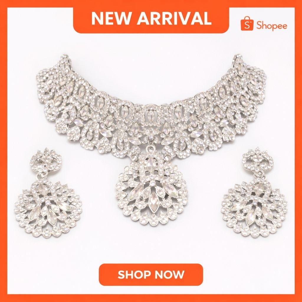 KALUNG CHOKER INDIA / SET KALUNG INDIA SILVER / BRIDAL SET / KALUNG INDIA / PERHIASAN INDIA SET LENG