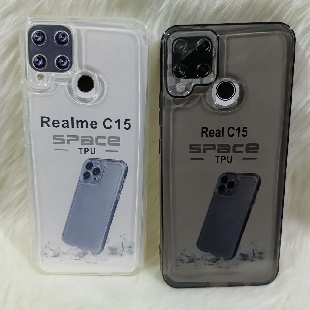 SoftCase Casing Clear Realme C15 Silikon Bening Transparan Pelindung Belakang HP Camera Full Cover