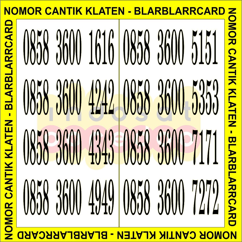 Kartu Nomer - Nomor Cantik Indosat IM3 Rapi ekor ABAB - seri 0858 3600 ABAB