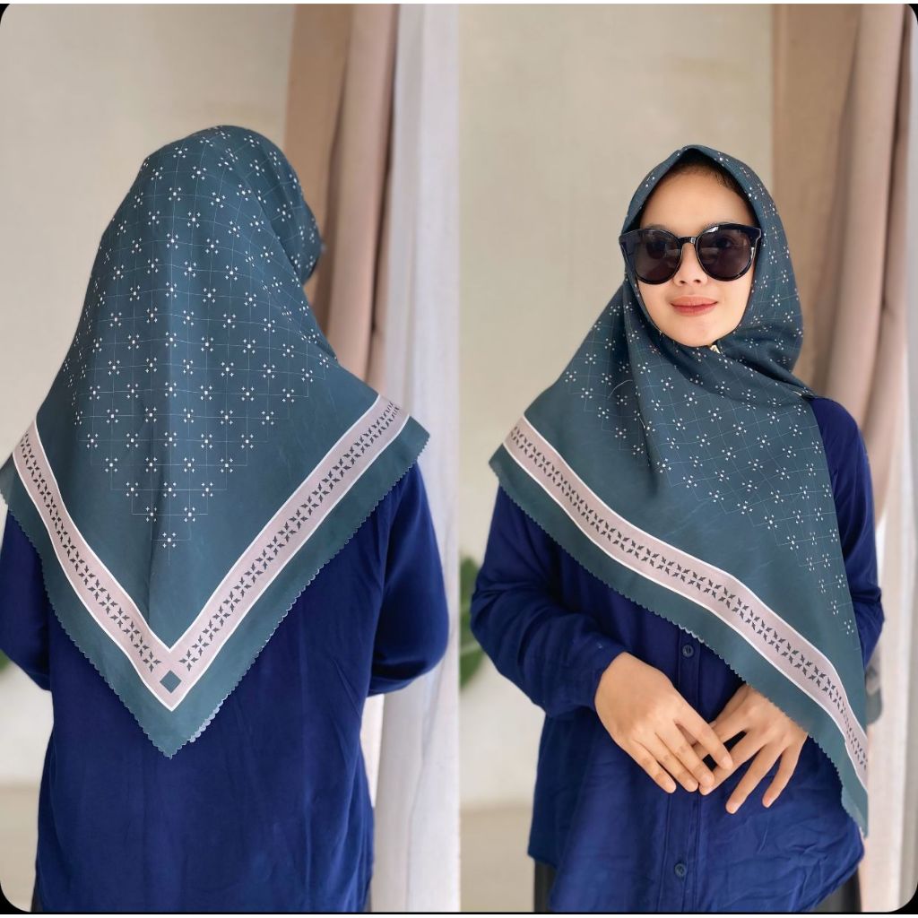 Hijab segi empat voal premium -  segi empat voal - jilbab segi empat voal motif - kerudung segi empa