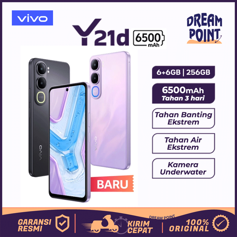 Vivo Y21d 6/128GB Handphone Android Murah 2 Jutaan Terbaik Tahan Banting HP Murah Original 100%