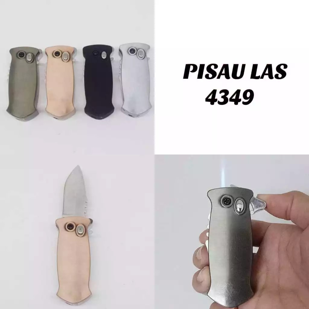 Korek Api Gas Las 2in1 Pisau Lipat Mini Unik Polos 7,6x3,6x2cm 4 Warna