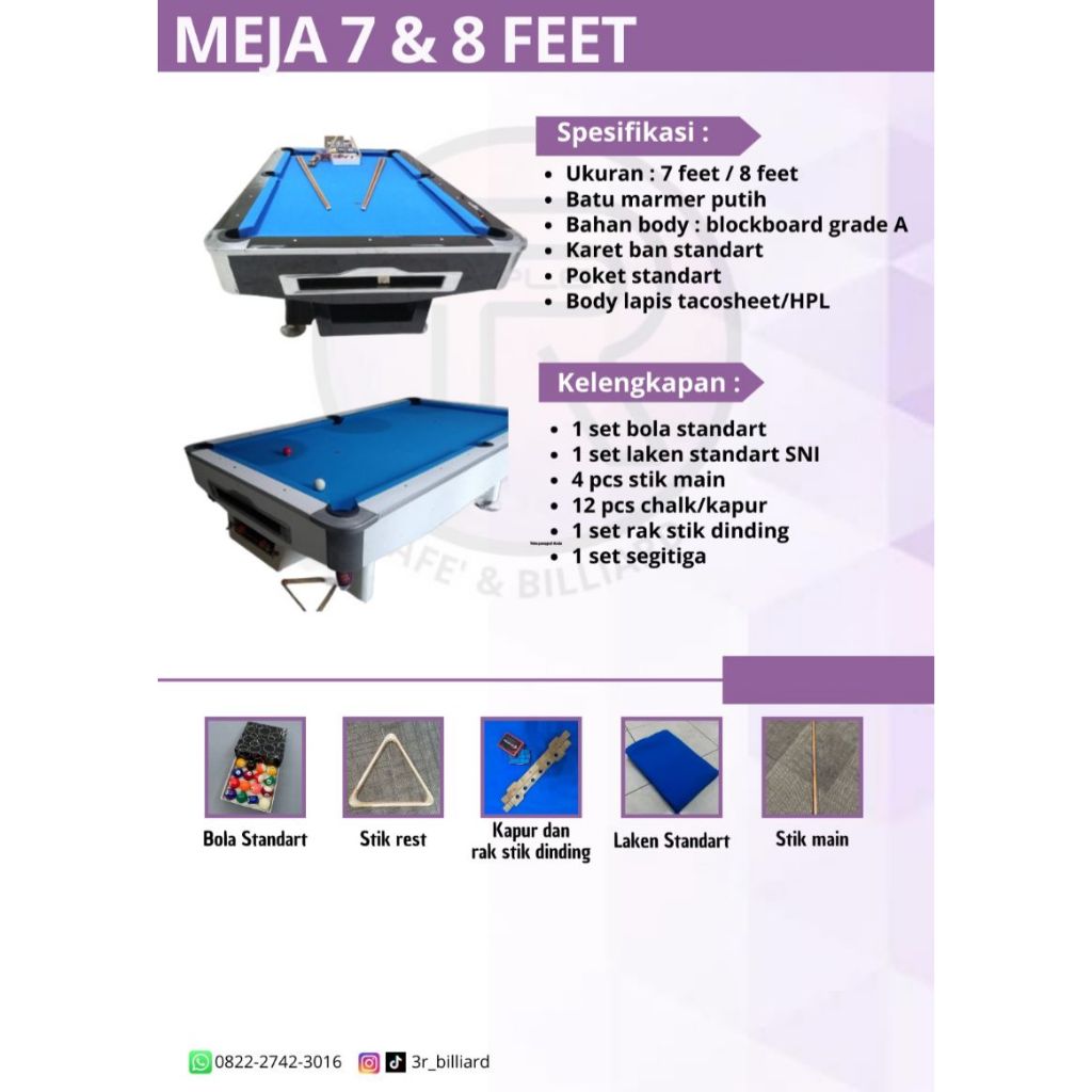 Meja Billiard 7/8 Feet - Pool Table 7 Feet 8 Feet - Billiard