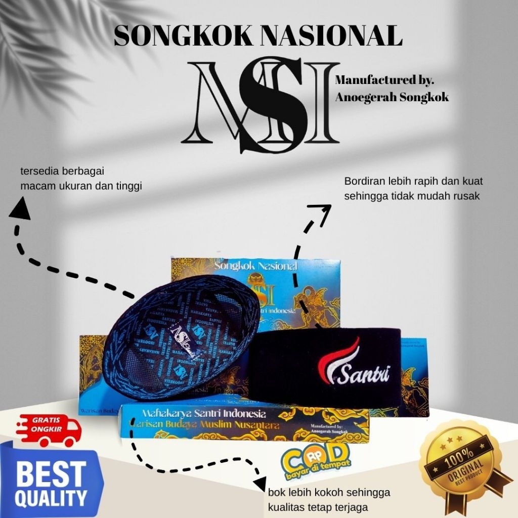 Peci Songkok Hitam  Dewasa/Anak custom Bordir logo Termurah