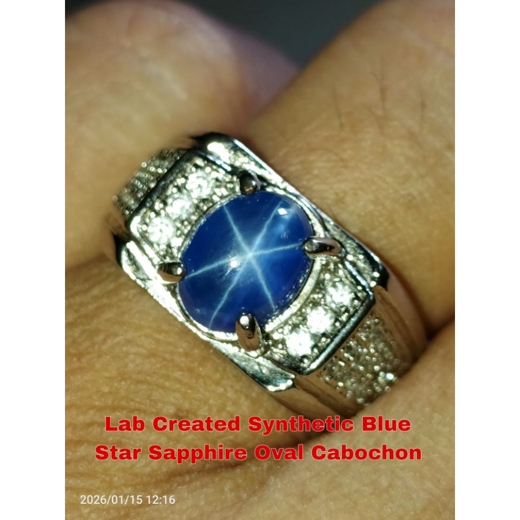 Lab Created Synthetic Blue Star Sapphire Oval Cabochon