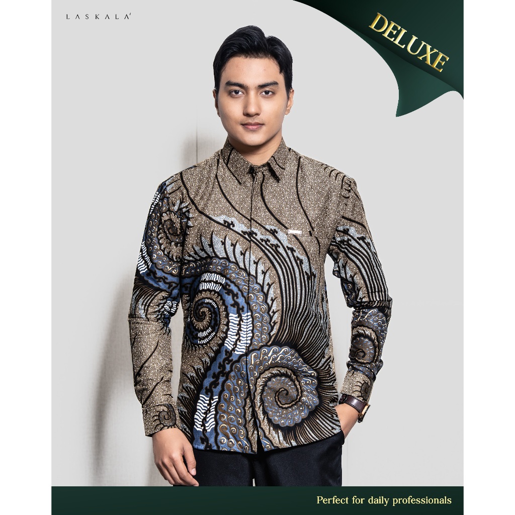 Laskala Batik Premium Dheera Kemeja Batik Pria Slimfit Lengan Panjang