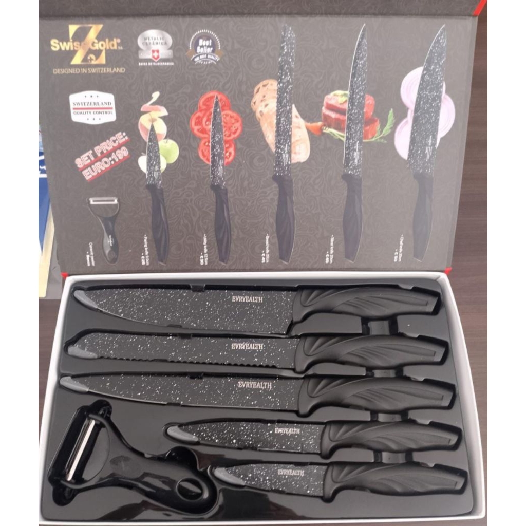 pisau set dapur 6ps dengan pengubas desainleegan