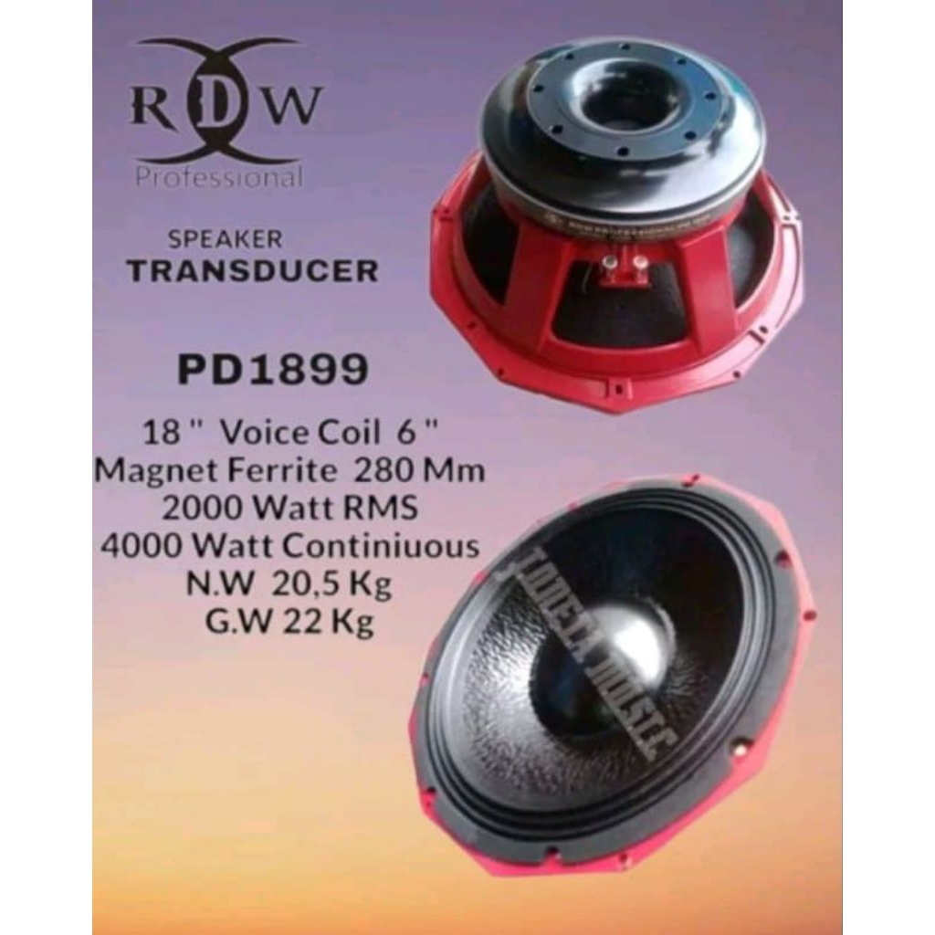 SPEAKER KOMPONEN RDW 18PD 1899/ PD 1899 -18 INCH
