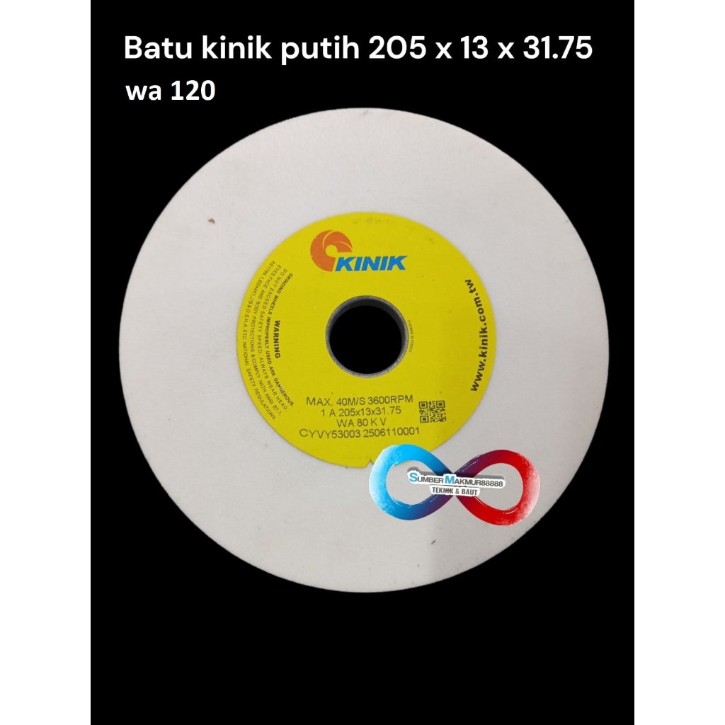 Batu Gerinda Duduk / Asah pisau Kinik Putih 205 x 13 x 31.75(WA 120KV)