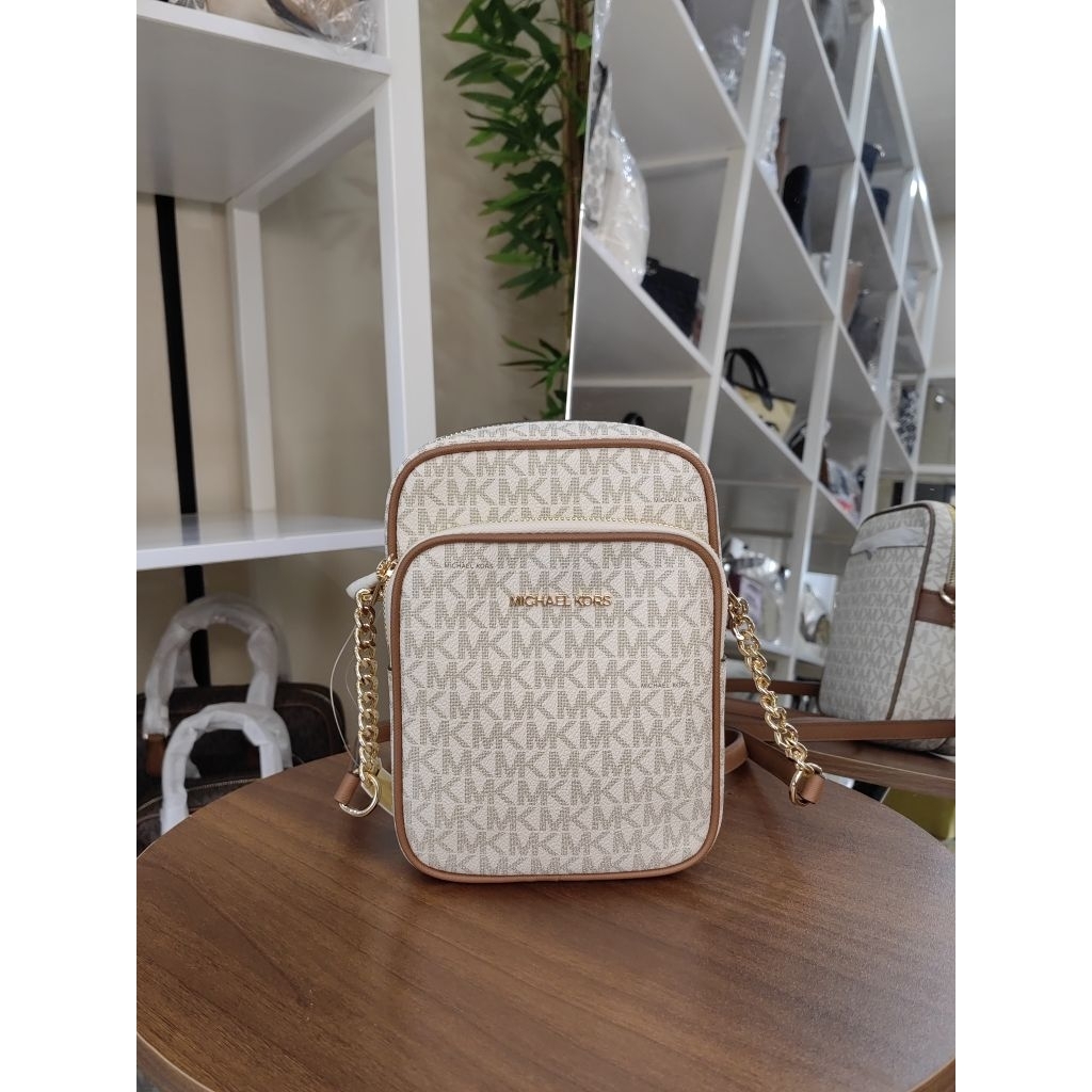 Michael Kors Jet Set Travel Medium NS Chain Xbody Signature Vanilla