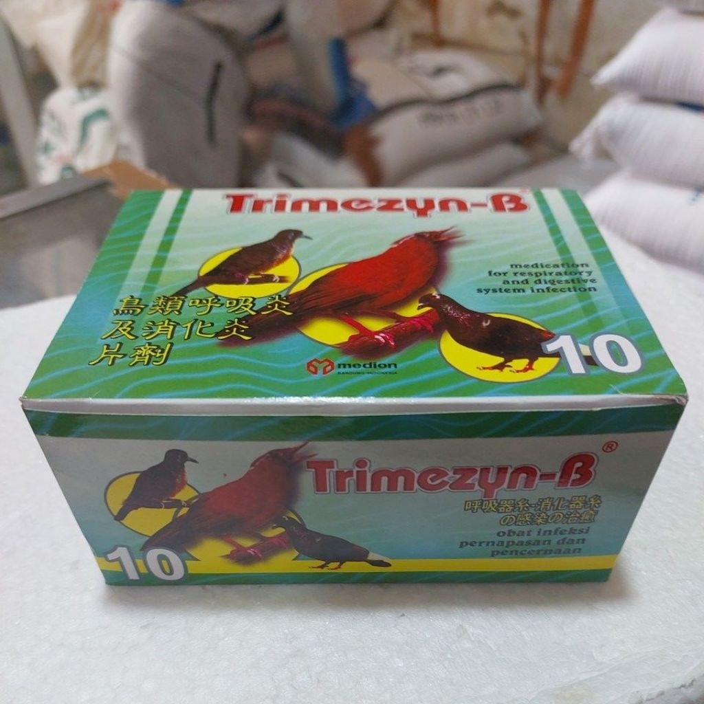 1 dus 12 piece TRIMEZYN B  OBAT INFEKSI PERNAFASAN UNGGAS DAN PENCERNAAN BURUNG KICAU MERPATI DARA P