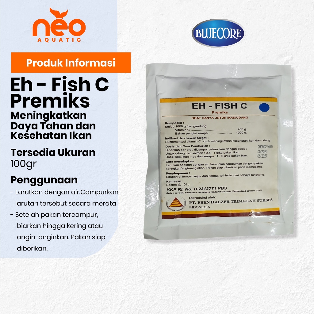 BLUECORE Eh Fish C Premiks Vitamin Ikan Dan Udang 100gr