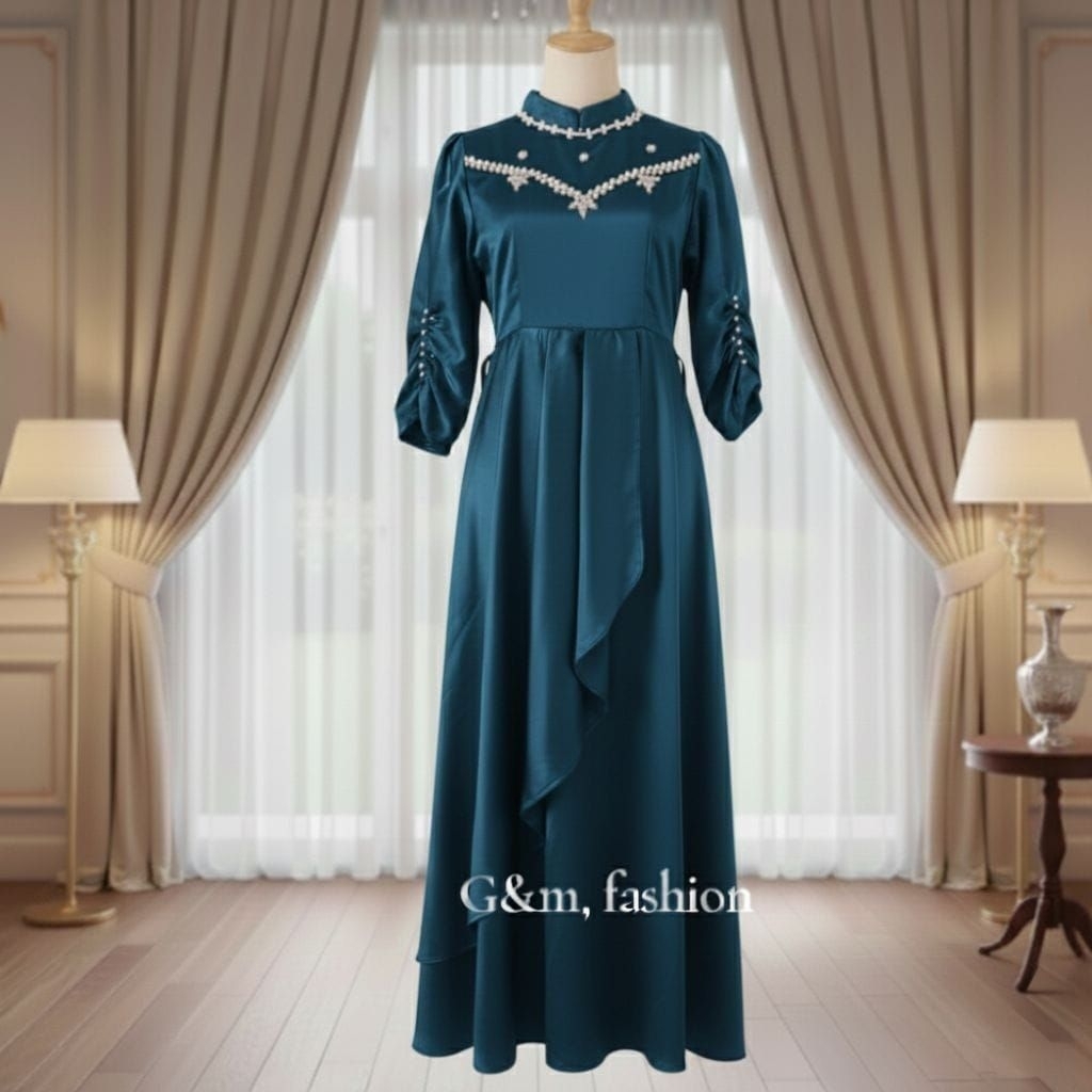 TERBARU Dress satin silk premium,baju wanita kondangan/lebaran wisuda/seragam keluarga.