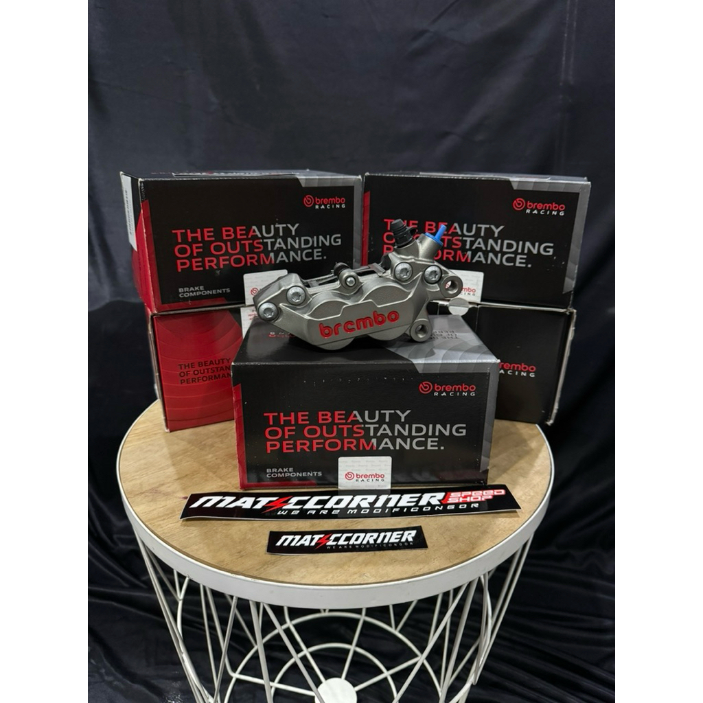 Kaliper Kiri Brembo 4 Piston 1 Pin 4P1P Gray / Black Sebelah Kiri Original Brembo Italy