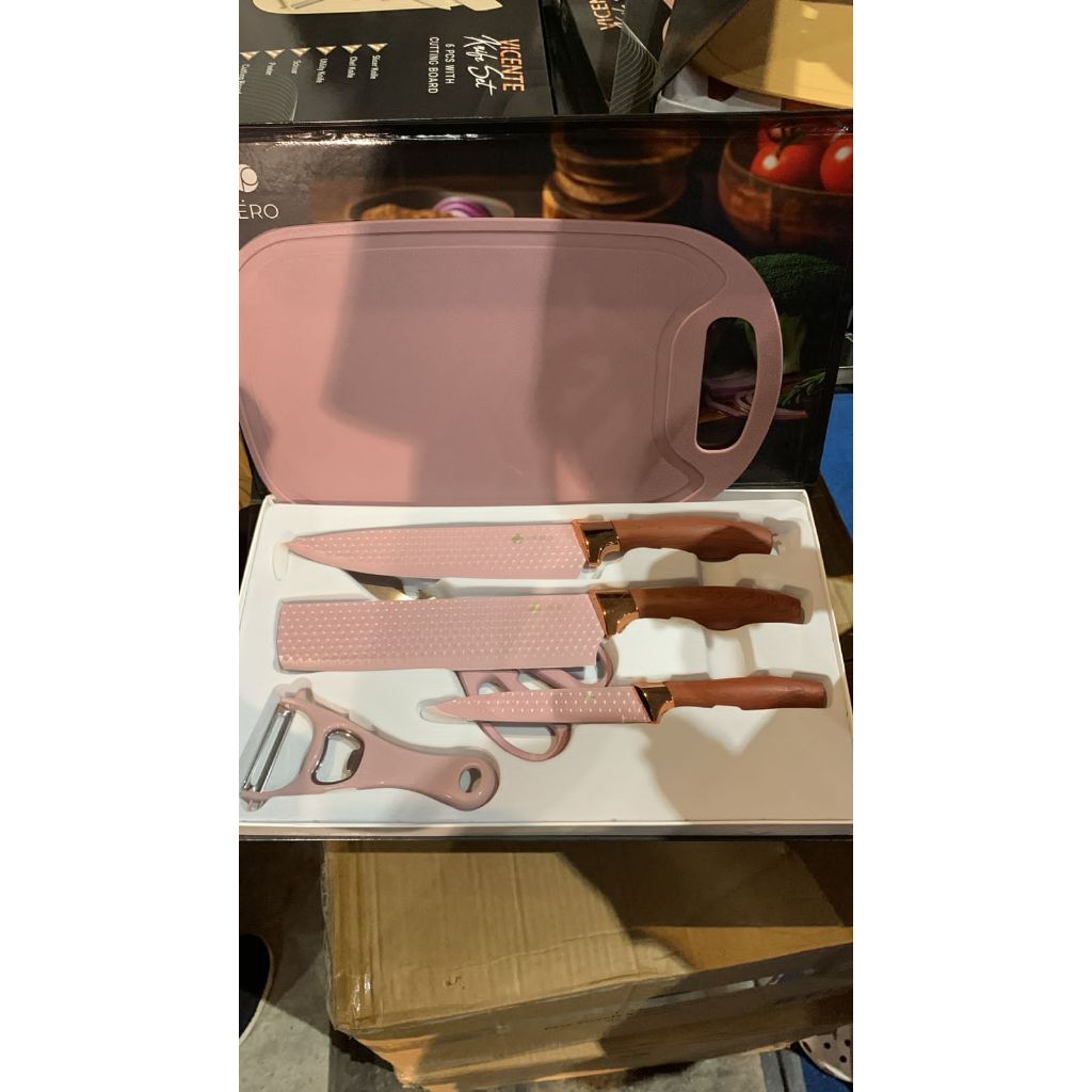 pisau set pero isi  6 pcs dengan talenan pero vicente knife set 6 with cutting board hadiah nikahan 